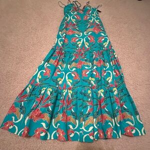 I.N.C. International Concepts Floral Teal Maxi Strap Dress S NWT